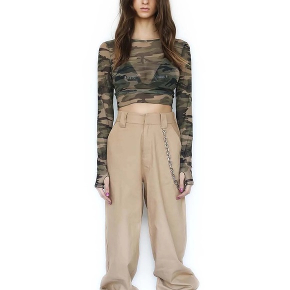 I.AM.GIA- mesh camo crop top - Picture 1 of 1